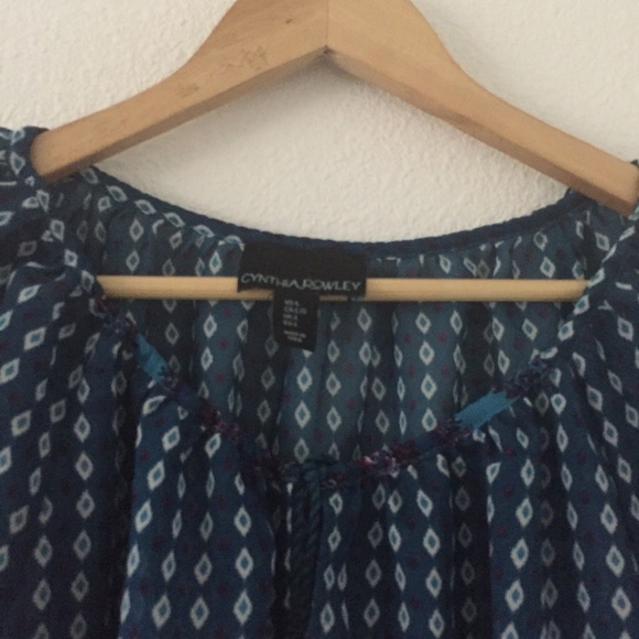 Cynthia Rowley 3/4 Sleeve Tassel Scoop Neck Tunic - Picture 2 of 8